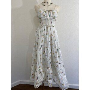 WAYF Wisteria Floral Tiered Midi Sundress In Ivory Ditsy Babydoll Cottage Boho